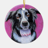 Moon Dog, Border Collie Keramisch Ornament (Voorkant)