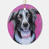 Moon Dog, Border Collie Keramisch Ornament (Links)