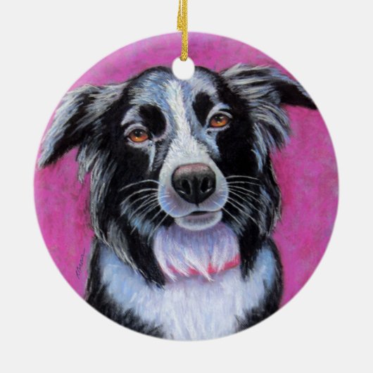 Moon Dog, Border Collie Keramisch Ornament (Achterkant)
