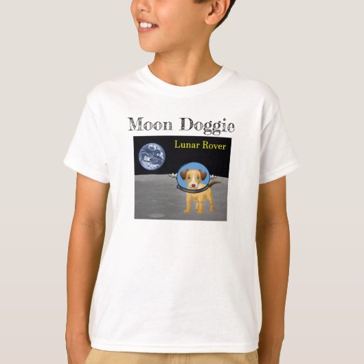 Moon Doggie Lunar Rover in de ruimte T-shirt (Voorkant)
