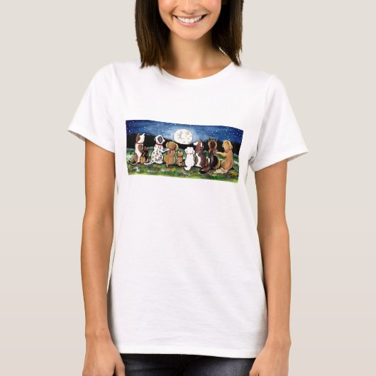 "Moon Dogs" T-Shirt Dog Friends die de maan bekijk (Voorkant)