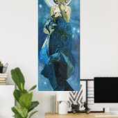 Moon door Alphonse Mucha Poster (Thuiskantoor)