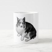 Moon-Dot Corgi Sips Grote Koffiekop (Voorkant)