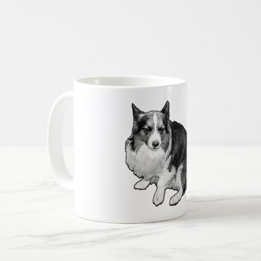 Moon-Dot Corgi Sips Koffiemok (Voorkant links)