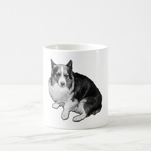 Moon-Dot Corgi Sips Koffiemok (Center)