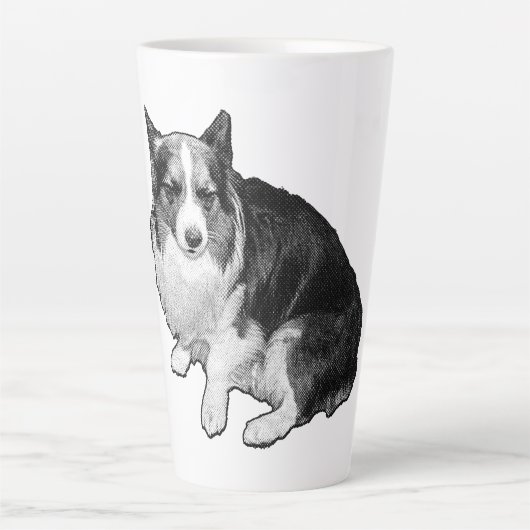 Moon-Dot Corgi Sips Latte Mok (Voorkant)