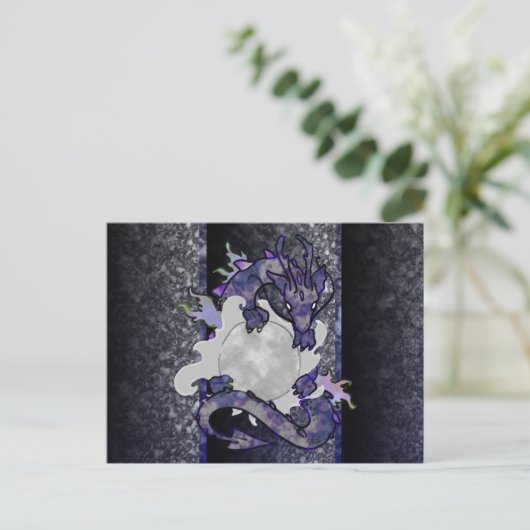 Moon Dragon Briefkaart (Staand voorkant)