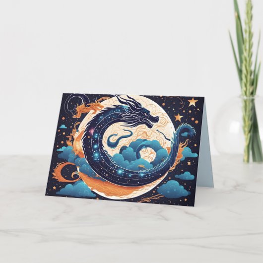 moon dragon greeting card bedankkaart (Voorkant)