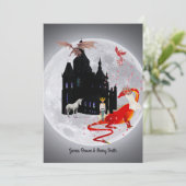 Moon Dragon Prince Unicorn Phoenix Castle Wedding Kaart (Staand voorkant)
