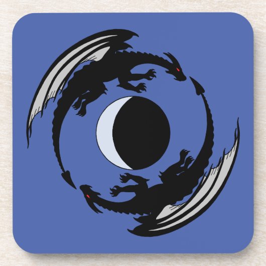 Moon Dragons Fantasy Design Beverage Coaster Bier Onderzetter (Voorkant)