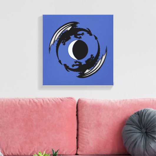 Moon Dragons Fantasy Design Canvas Afdrukken (Insitu (Woonkamer))
