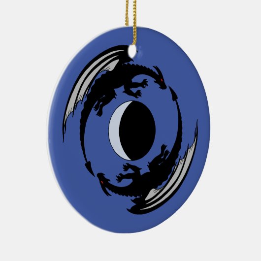 Moon Dragons Fantasy Design Ceramic Ornament (Rechts)