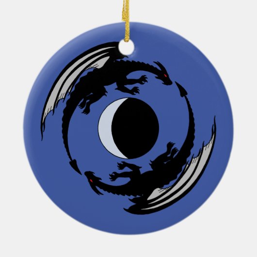 Moon Dragons Fantasy Design Ceramic Ornament (Achterkant)