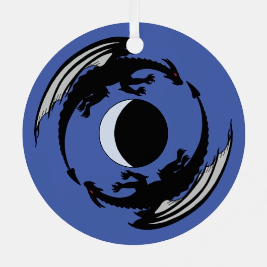 Moon Dragons Fantasy Design Metalen Ornament (Achterkant)