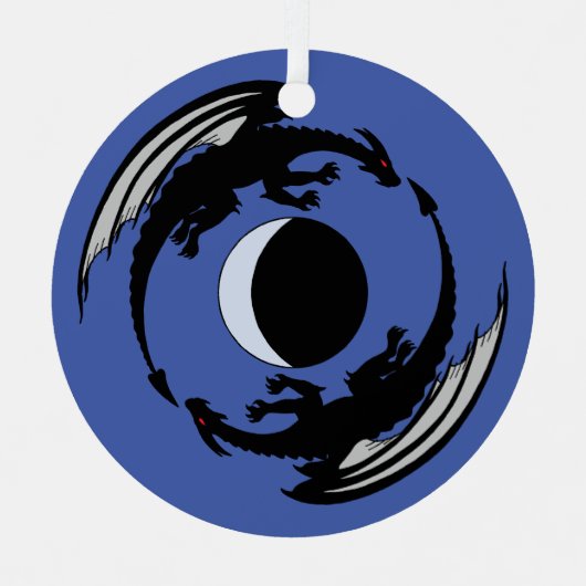 Moon Dragons Fantasy Design Metalen Ornament (Voorkant)