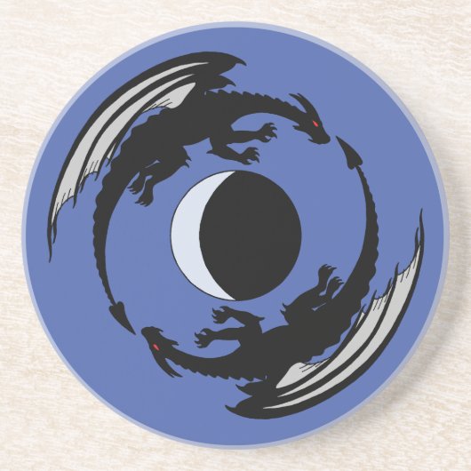 Moon Dragons Fantasy Design Sandstone Onderzetter (Voorkant)