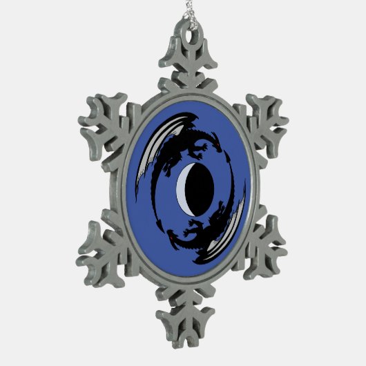 Moon Dragons Fantasy Design Snowflake Pewter Chris Tin Sneeuwvlok Ornament (Links)