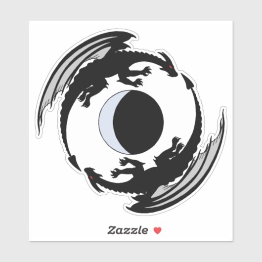 Moon Dragons Fantasy Design Sticker (Vel)