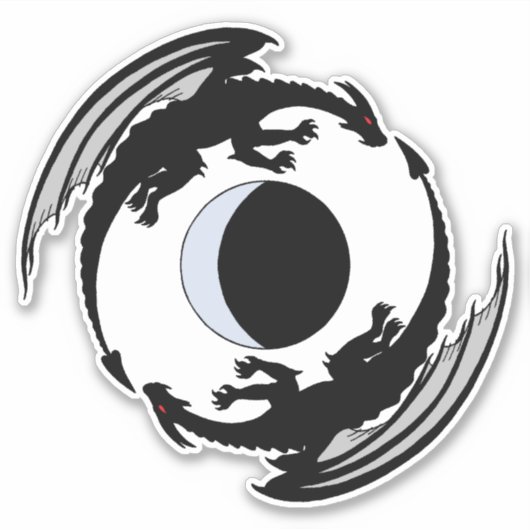 Moon Dragons Fantasy Design Sticker (Voorkant)