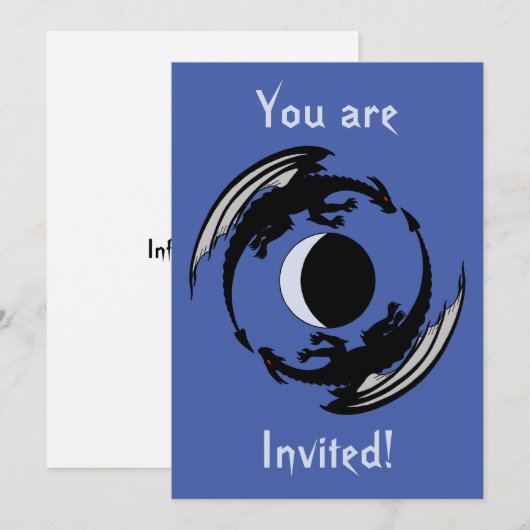 Moon Dragons Fantasy Design uitnodiging (Voorkant / Achterkant)