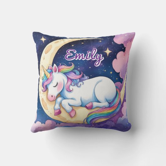 Moon Dream Unicorn Pillow – Bewerkbare naam Kussen (Achterkant)