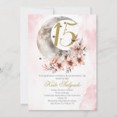 Moon Dusty roze Quinceanera uitnodiging (Voorkant)