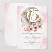 Moon Dusty roze Quinceanera uitnodiging (Voorkant / Achterkant)
