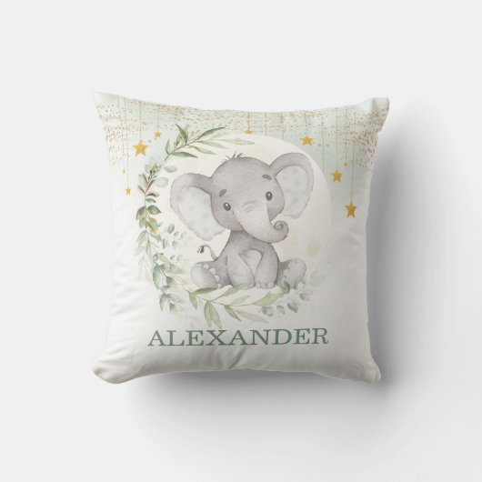 Moon Elephant Greenery Gold Twinkle Little Star Kussen (Voorkant)