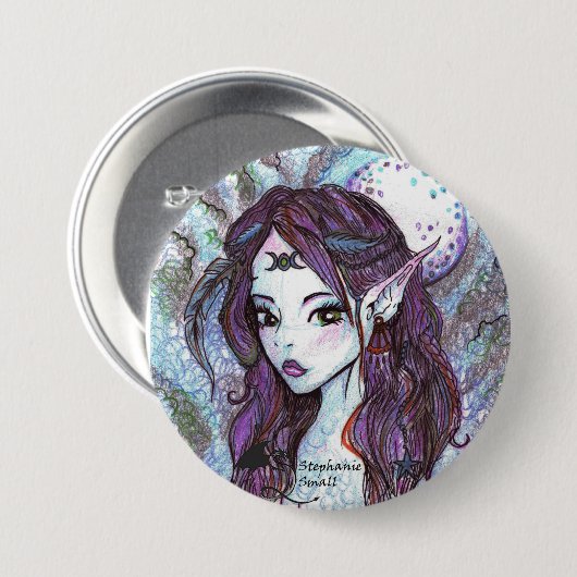 Moon Elf Pin Ronde Button 7,6 Cm (Voorkant /achterkant)