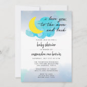 Moon en Back Baby shower Uitnodiging (Voorkant)