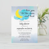 Moon en Back Baby shower Uitnodiging (Staand voorkant)