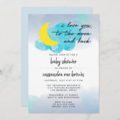 Moon en Back Baby shower Uitnodiging (Voorkant / Achterkant)