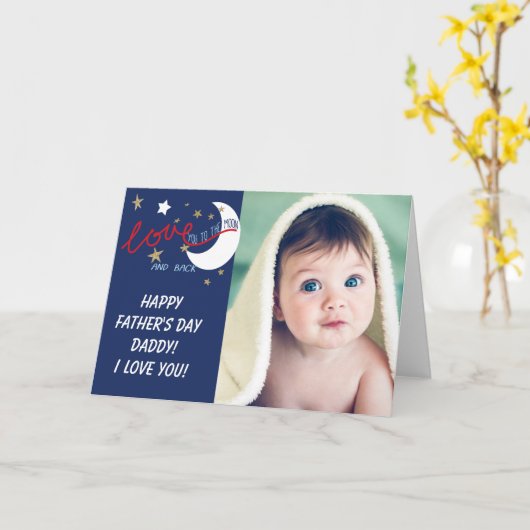 Moon en Back Love You Vaderdag Kaart (Gele Bloem)