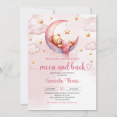 Moon en back roze en gouden meisje baby shower kaart (Voorkant)