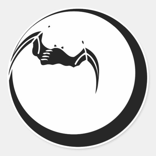 Moon en Bat Ronde Sticker (Voorkant)