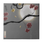 Moon- en bloesems Ceramic Tile Tegeltje (Voorkant)