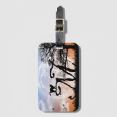 Moon en Cat M Initiaal Monogram Bagagelabel (Voorkant (verticaal))