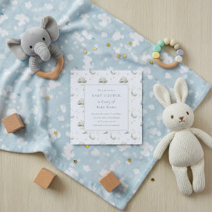 Moon en clouds unisex baby shower-uitnodiging kaart