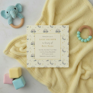 Moon en clouds unisex baby shower-uitnodiging kaart