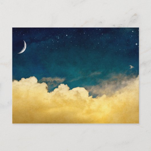 Moon en Cloudscape Briefkaart (Voorkant)