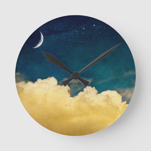 Moon en Cloudscape Ronde Klok (Voorkant)