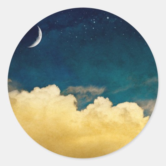 Moon en Cloudscape Ronde Sticker (Voorkant)