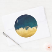 Moon en Cloudscape Ronde Sticker (Envelop)