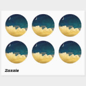 Moon en Cloudscape Ronde Sticker (Vel)