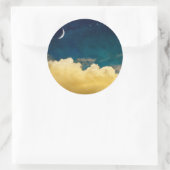 Moon en Cloudscape Ronde Sticker (Tas)