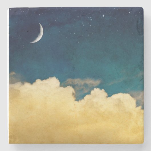 Moon en Cloudscape Stenen Onderzetter (Voorkant)