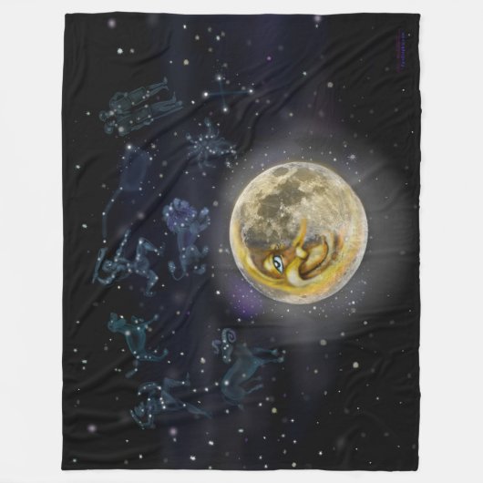 Moon en Constellations Fleece Deken (Voorkant)