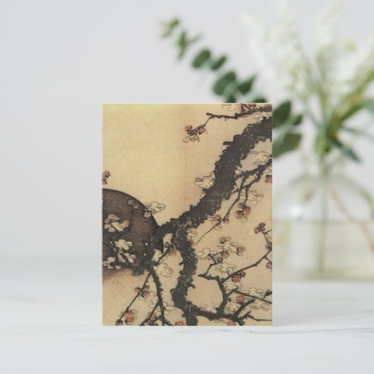 Moon en Flowers Briefkaart (Staand voorkant)