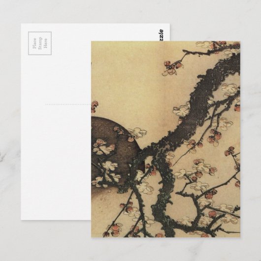 Moon en Flowers Briefkaart (Voorkant / Achterkant)