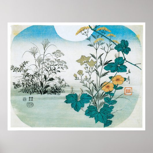 Moon en Flowers Poster (Voorkant)